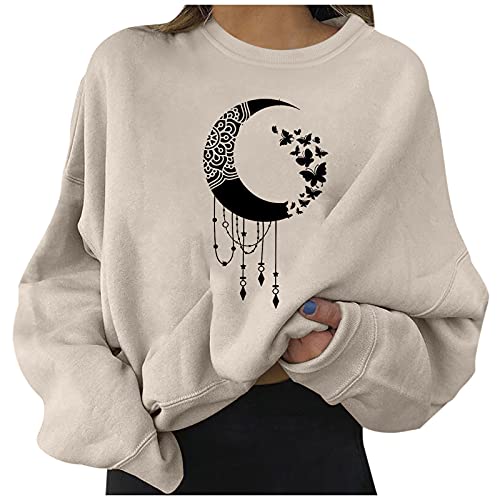 SUNNSEAN Lange Ärmel Pullover Damen Winter Pullover mit Rundhalsausschnitt, Vintage Sweatshirt Oversized Liebesmuster Pullover Teenager Mädchen Sportbekleidung Sweatshirt for Women Hoodies von SUNNSEAN