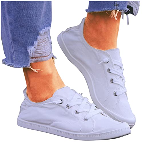 SUNNSEAN Sneaker Damen Leicht Flache Schuhe Atmungsaktive Stoffschuhe Elegante Frauen Schnürhalbschuhe Laufschuhe Sommer Herbst Outdoor Walkingschuhe Halbschuhe von SUNNSEAN