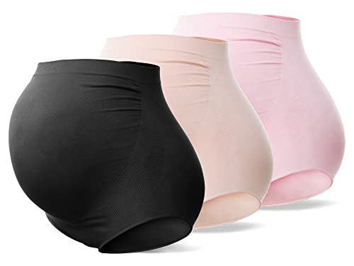 SUNNYBUY Schwangerschaftsunterwäsche für Damen, hohe Taille, Nahtlose, weiche Hipster-Pantys über dem Bauch, Blackskinpink, 3 Stück, XXL von SUNNYBUY