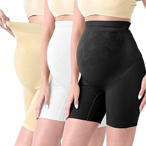 Sunnybuy Schwangerschaftsunterwäsche für Damen, hohe Taille, nahtlose, weiche Hipster-Pantys über dem Bauch, A-blacknudewhite, L von SUNNYBUY