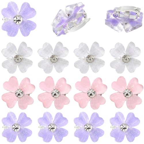 SUNNYCLUE 1 Box 30 Stück 3 Farben Vierblättriges Kleeblatt Haarspange Glückshaarnadel Mini Harz Mit Strass Weiß Rosa Lila Glänzende Haarspangen Für Haarspangen Zöpfe Dekorative Accessoires Damen Kostü von SUNNYCLUE
