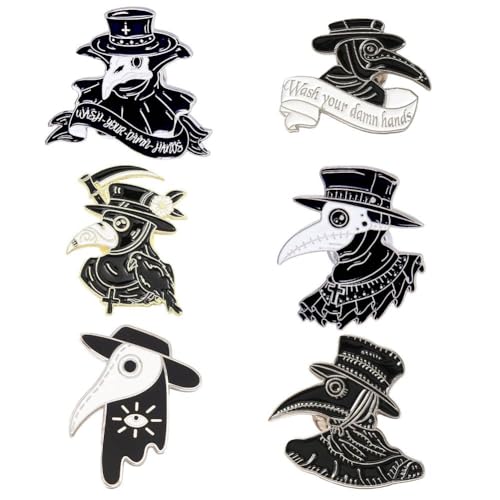 SUNNYCLUE 1 Box 6 Stile Gothic Emaille Pins Emaille Halloween Pins Gothic Pins Bulk Silber Schwarze Krähe Emaille Pin Emaille Brosche Pins Für Rucksäcke Damen Herren Halloween Kleidung Jacken Hüte Pa von SUNNYCLUE