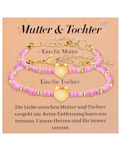 SUNSH 2 Mutter Tochter Armband Geschenke Mutter Tochter, Einschulung Mädchen, Einschulung Geschenk Muttertag Schulanfang Mädchen 4 5 6 7 8 9 10 18 Jahre, Geburtstagsgeschenk-Rosa Gold SUNSH 2 Mutter Tochter Armband Geschenke Mutter Tochter, Einschulung Mädchen, Einschulung Geschenk Muttertag Schulanfang Mädchen 4 5 6 7 8 9 10 18 Jahre, Geburtstagsgeschenk-Rosa Gold von SUNSH