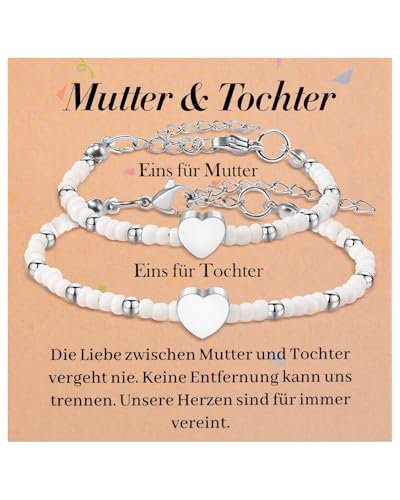 SUNSH 2 Mutter Tochter Armband Geschenke Mutter Tochter, Einschulung Mädchen, Einschulung Geschenk Muttertag Schulanfang Mädchen 4 5 6 7 8 9 10 18 Jahre, Geburtstagsgeschenk-Weiß SUNSH 2 Mutter Tochter Armband Geschenke Mutter Tochter, Einschulung Mädchen, Einschulung Geschenk Muttertag Schulanfang Mädchen 4 5 6 7 8 9 10 18 Jahre, Geburtstagsgeschenk-Weiß von SUNSH