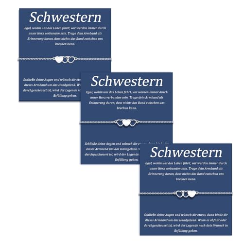 SUNSH 3Pcs Schwestern Armbänder Edelstahl Liebe Armbänder Geschenk für 2 gute Freunde Einstellbare Beste Freund Geschenk Silber Armband Graduierung Weibliche Freundschaft Armband SUNSH 3Pcs Schwestern Armbänder Edelstahl Liebe Armbänder Geschenk für 2 gute Freunde Einstellbare Beste Freund Geschenk Silber Armband Graduierung Weibliche Freundschaft Armband von SUNSH