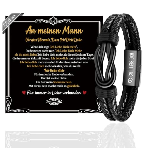 SUNSH Armband Herren, Ich Liebe Dich Geschenke für Männer, Weihnachten Valentinstag Jahrestag Geschenk für Ihn, 40 50 60 Geburtstag Mann Freund Partner Ehemann - 22.5cm von SUNSH