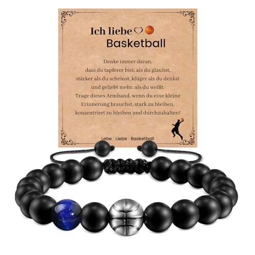 SUNSH Ball Armband,Herrenarmband,Fußball/Basketball Armband Für Jungen/Spieler/Söhne/Enkel/Fans/Freunde,Geschenke Für Teenager/Jungen/Mädchen,Olympiade/Geburtstag/Wettkampf-Blau-Ich Liebe Basketball von SUNSH