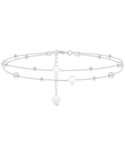 SUNSH Fußkettchen für Damen -Fußkette Damen Verstellbare 23+5cm - Fußschmuck Geschenke für Frauen Teenager Mädchen Schwester Mama Tochter-Vierblättriges Kleeblatt von SUNSH