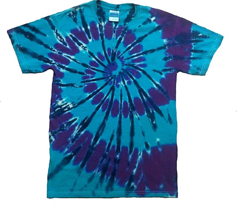 Blau Und Lila Spiral Batik T-Shirt, Handgefertigt in Großbritannien Blau Und Lila Spiral Batik T-Shirt, Handgefertigt in Großbritannien von SUNSHINECLOTHINGuk