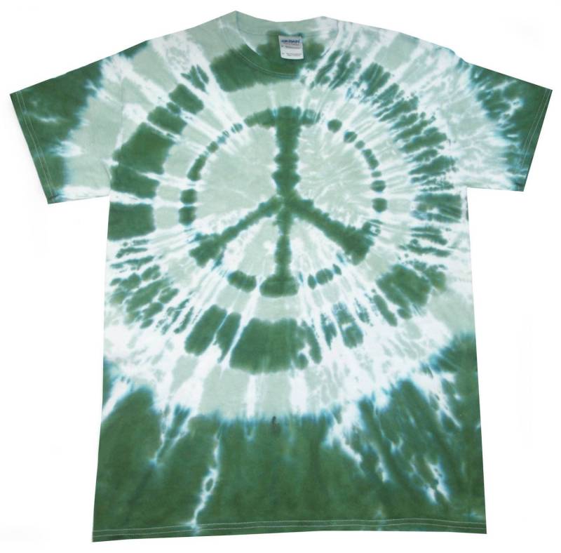 Grünes Peace Cnd Batik-T-Shirt, Handgefertigt in Großbritannien Grünes Peace Cnd Batik-T-Shirt, Handgefertigt in Großbritannien von SUNSHINECLOTHINGuk