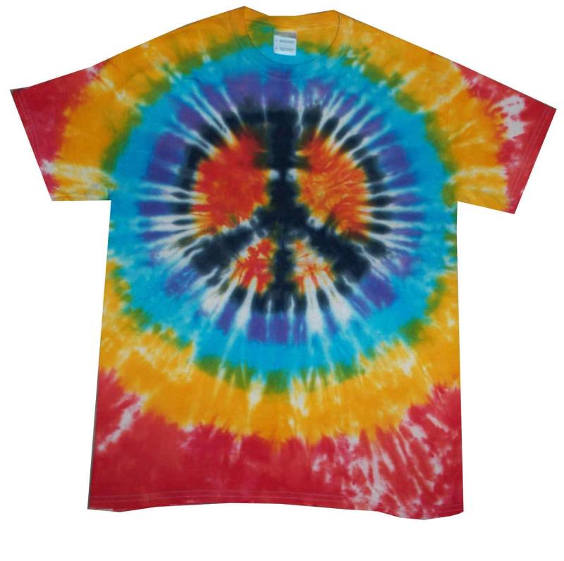 Rainbow Peace Cnd Batik-T-Shirt, Handgefertigt in Großbritannien Rainbow Peace Cnd Batik-T-Shirt, Handgefertigt in Großbritannien von SUNSHINECLOTHINGuk