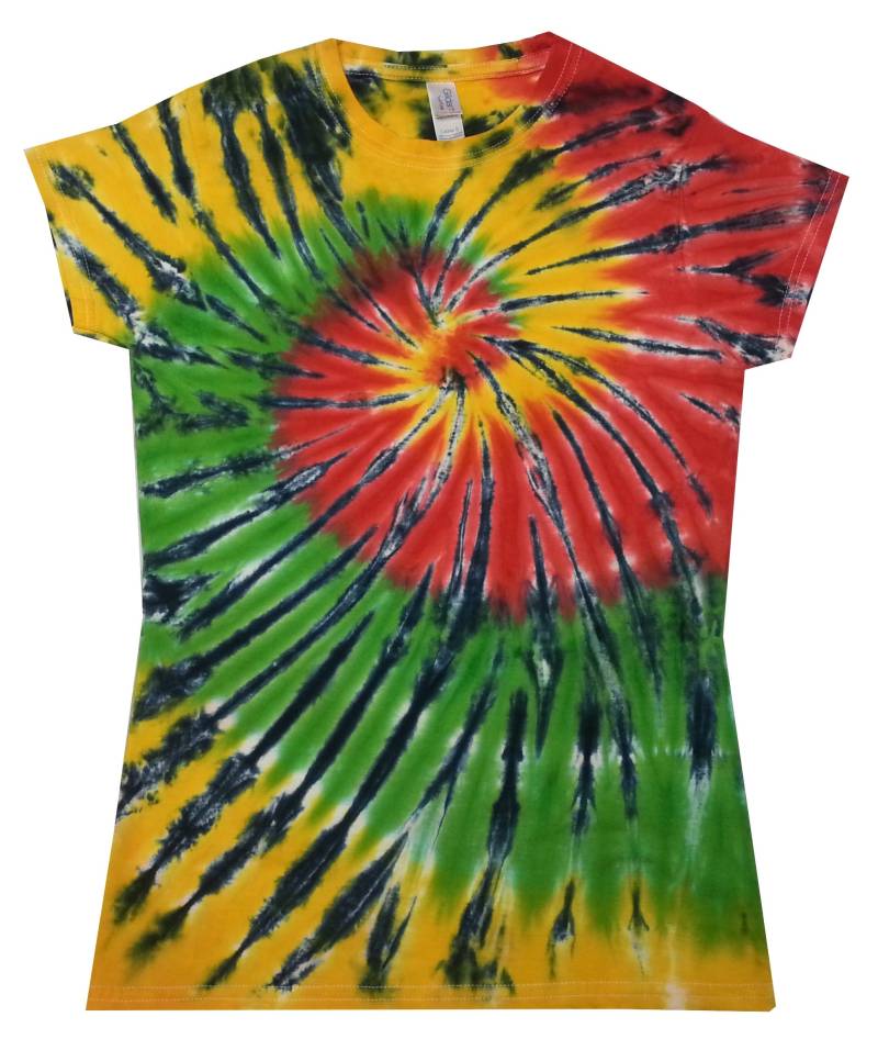 Rasta Spiral Batik T-Shirt. Damen. Handgefärbt in Großbritannien Von Sunshine Clothing Rasta Spiral Batik T-Shirt. Damen. Handgefärbt in Großbritannien Von Sunshine Clothing von SUNSHINECLOTHINGuk