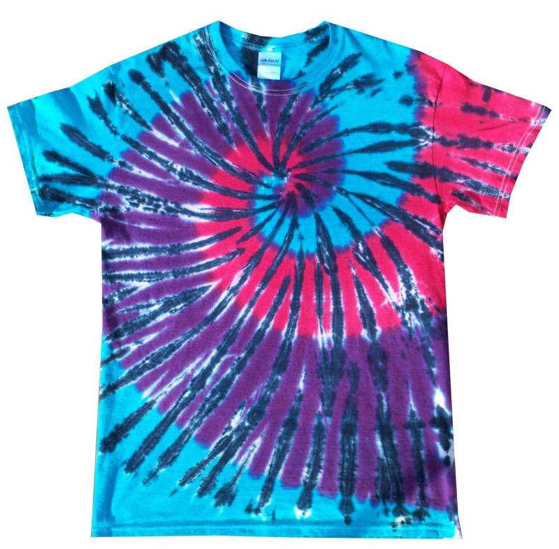 Rot Lila Blau Spiral Batik T-Shirt, Handgefertigt in Großbritannien Rot Lila Blau Spiral Batik T-Shirt, Handgefertigt in Großbritannien von SUNSHINECLOTHINGuk