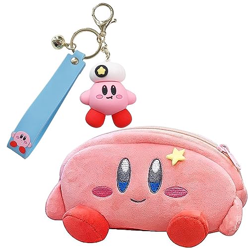 SUNSK Anime Federmäppchen für Kirby Schlüsselanhänger Stoff Federmäppchen Karikatur Federmäppchen Cartoon Schlüsselanhänger Anime Keychain Geschenke für Mädchen von SUNSK