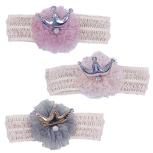 SUNSK Baby Haarband Crown Stirnband Kinder Mädchen Haarband Baby Stirnbänder Baby Princess Crown Geburtstag Baby Krone für Weihnachtsdekoration, Rollenspiele, Themenpartys 3 Stück von SUNSK