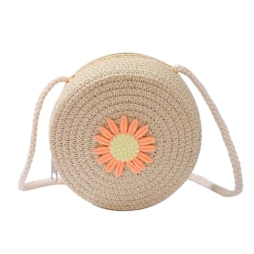 SUNSK Gänseblümchen Umhängetasche Mädchen Blumen Stroh Tasche Mini Strohtasche Crossbody bag Prinzessin Geldbörsen für Kinder Mädchen 3-10 Jahre von SUNSK