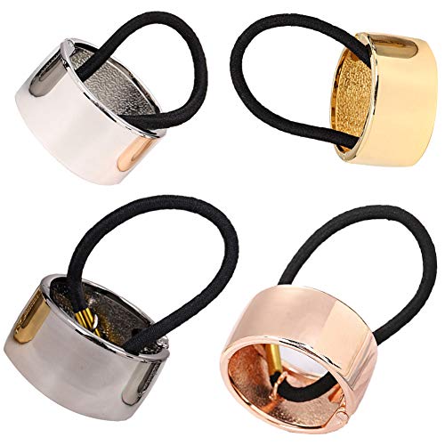 SUNSK Haar Manschette Pferdeschwanz Halter Metall Haarschmuck Elastisch Haargummis Haarseil Pferdeschwanz Halter Clip für Damen Mädchen 4 Stück von SUNSK