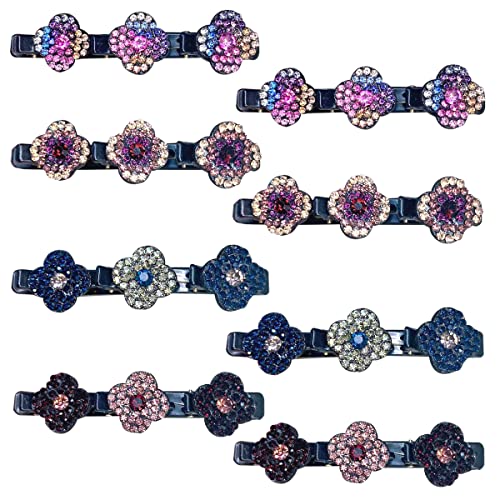 SUNSK Haarspange mit Kristallblume Strass Blume Haarklammern Doppelschicht Haarschmuck für Damen Mädchen 8 Stück von SUNSK