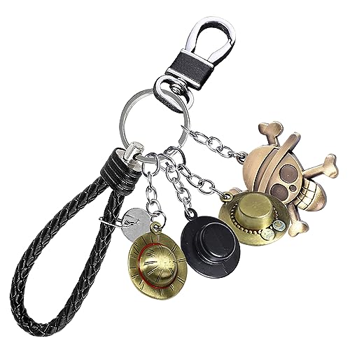 SUNSK Schlüsselanhänger Anime Schlüsselanhänger Cartoon Schlüsselbund Metall Schlüsselanhänger Anhänger Keyring keychain für Luffy Straw Hut Skelett Piraten Kinder Geschenk von SUNSK