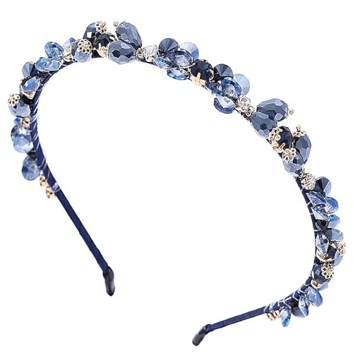 SUNSK Strass Haarband Kristall Seite Modische Haarreife Strass Elastisches Haarband Haarschmuck Haarreif Haarreifen Damen Haar Dekoration für Frauen und Mädchen (Blau) von SUNSK