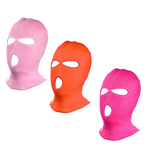 SUNTRADE 3 Loch Beanie Face Mask Ski für Männer und Frauen, 3er Set (Pink + Rosered + Orange) von SUNTRADE