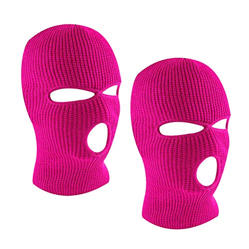 SUNTRADE 3-Loch Skimaske Gesichtsmaske Sturmhaube für Damen und Herren, 2er-Set Gr. Einheitsgröße (Rosa Rot x 2) von SUNTRADE