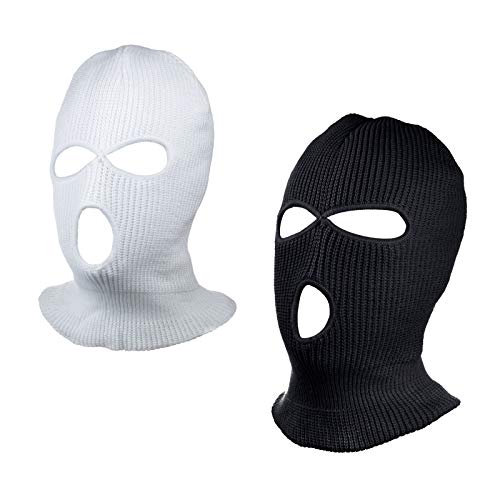 SUNTRADE 3-Loch Skimaske Gesichtsmaske Sturmhaube für Damen und Herren, 2er-Set Gr. Einheitsgröße (Schwarz + Weiß) von SUNTRADE