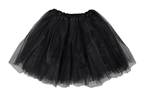 SUNTRADE 3-lagiger Tüllrock Ballerina Tutu Tanzrock Mädchen Frauen, Schwarz, M/L von SUNTRADE