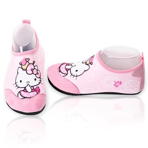Hausschuhe Kinder Mädchen,Barfussschuhe Kinder Rutschfest Leicht Pantoffeln kinder,Barfussschuhe Atmungsaktive Hüttenschuhe für Lauflernschuhe Kleinkinder Weich Niedlich Katze Slippers Gr.28-29 von SUNXBUK