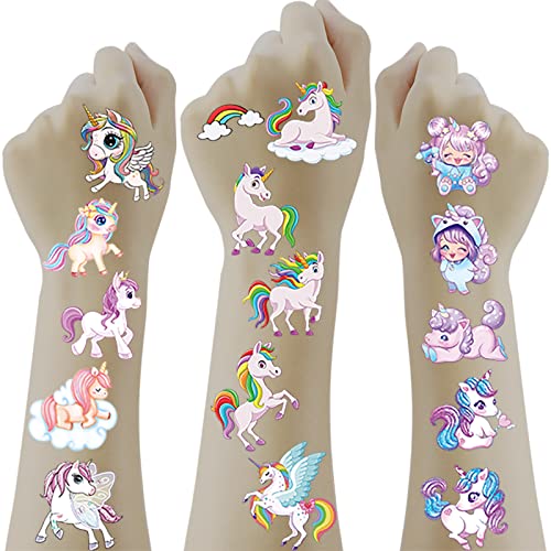 Einhorn Tattoo Kinder, 20 Blätter Kinder Einhorn Tattoo Set,Hautfreundliche Temporäre Kinder Tattoos Mädchen,Kindertattoos für Mädchen Kindergeburtstag Mitgebsel Einhorn Party von SUNYOVIME