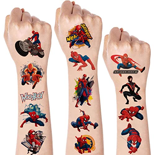 Tattoo Kinder Spidey,10 Blätter Spiderman Kinder Tattoos Set, Hautfreundliche Temporäre Kindertattoos Aufkleber für Mädchen Jungen Geburtstagsgeschenke Kindergeburtstag Mitgebsel Festival Party Deko von SUNYOVIME