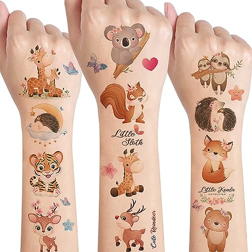 Tiere Tattoo Kinder,10 Blätter Tiere Tattoo Sticker Set Hautfreundlich Kindertattoos für Jungen Mädchen Wasserfest Temporäre Klebetattoos Kinder,Mitgebsel Kindergeburtstag Gastgeschenke Party Deko von SUNYOVIME