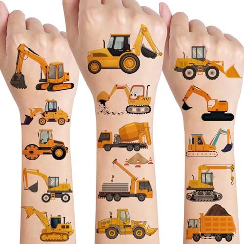 Tattoo Kinder,110+ Bagger Tattoo Sticker Hautfreundliche Baufahrzeug Kindertattoos Mit Trucks Baustelle Auto Baustelle Fahrzeugn temporäre tattoos,Mitgebsel Kindergeburtstag Party-tattoos Deko von SUNYOVIME