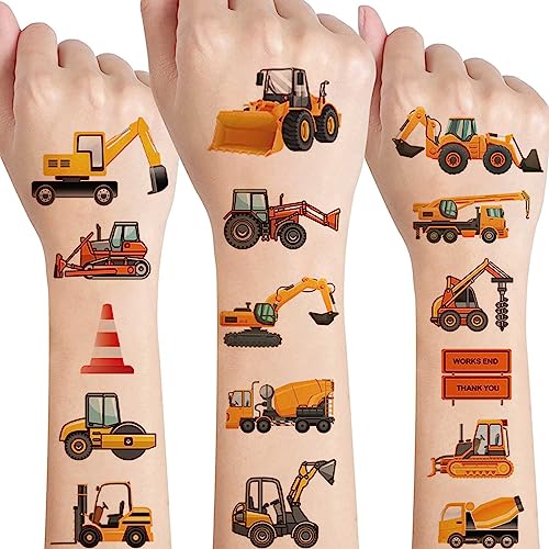 Tattoo Kinder Jungen,Bagger Tattoo Sticker Set 10 Blätter Hautfreundliche Baufahrzeug Kindertattoos Mit Baustelle Auto Baustelle Fahrzeugn kinder tattoo,Mitgebsel Kindergeburtstag Party-tattoos Deko von SUNYOVIME