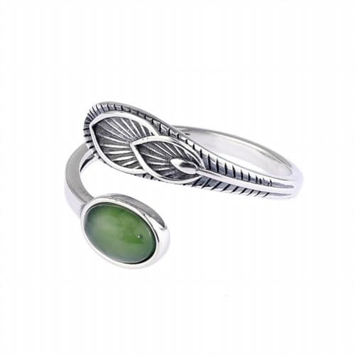 SUNYUHUI Federkristall Ring 925 Silber Achat Edelstein Süd Red Achat Ring, green von SUNYUHUI