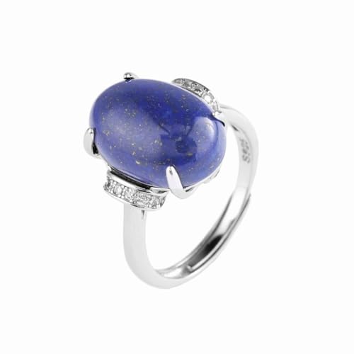 SUNYUHUI Große Eiernudeln Antike Vier Krallen Silber Ring S925 Sterling Silber und Tianyu Lapis Lazuli Schmuck Zeigefinger Ring, blue von SUNYUHUI