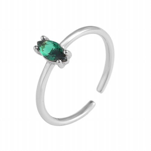 SUNYUHUI Micro Eingelegter Smaragd Synthetischer Turmalin S925 Sterling Silber Öffnung Ultra-Feiner Ring, Green von SUNYUHUI
