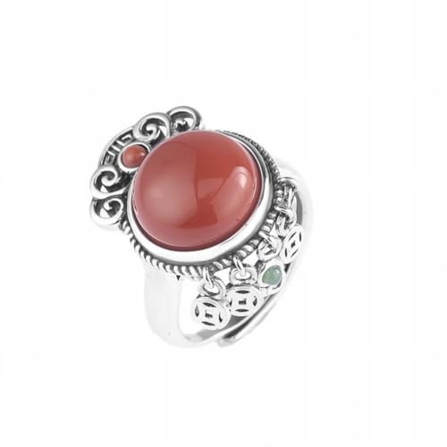 SUNYUHUI Retro Persönlichkeit Übertrieben Palast Stil Zeigefinger Ring Ausgehöhlt Gefühl Ring, red von SUNYUHUI