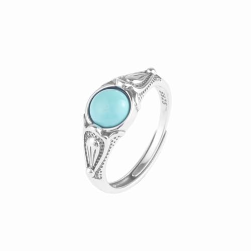 SUNYUHUI Türkis Ring 925 Reines Silber Ring Vintage Personalisierte Ethnische Stil Schmuck, blue von SUNYUHUI