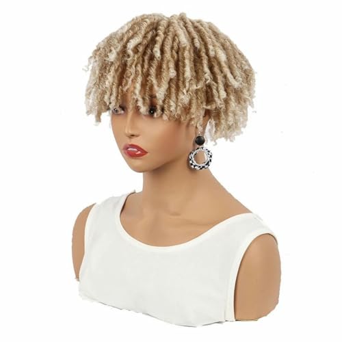 Synthetische 6-Zoll-Kurzhaar-Dreadlocks-Topper-Perücken, gehäkelte Zöpfe, Faux-Locs-Clip-Perücke für Männer und Frauen, 27T613, 6 Zoll von SUOCMG