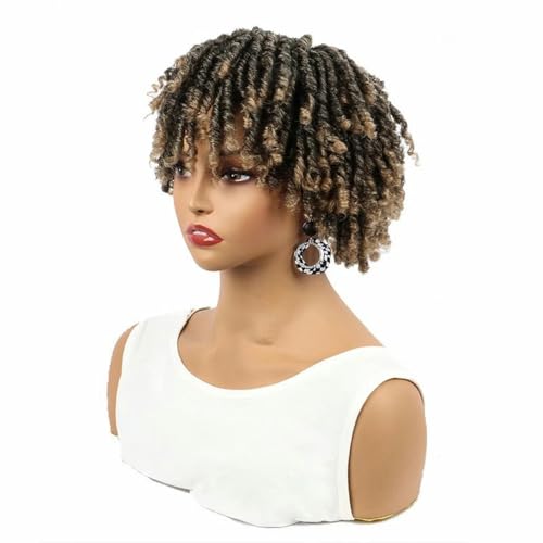 Synthetische 6 Zoll kurze Dreadlocks Topper Perücken Häkelzöpfe Faux Locs Clip Perücke für Männer Frauen-1BT27-6inches von SUOCMG