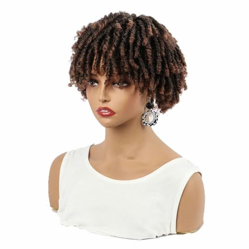 Synthetische 6 Zoll kurze Dreadlocks Topper Perücken Häkelzöpfe Faux Locs Clip Perücke für Männer Frauen-1BT30-6inches von SUOCMG
