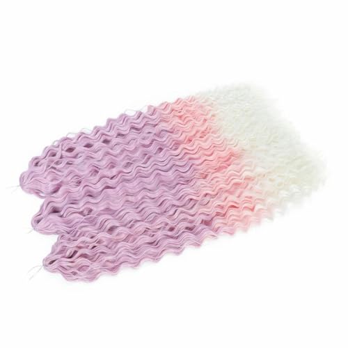 Synthetische Wasserwelle Twist Häkelhaar Afro Locken Häkelzöpfe Ombre Pink Flechten Haarverlängerung Für Frauen-11-22 Zoll-55cm-5 Stück/Los von SUOCMG
