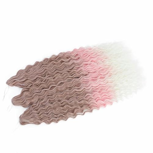 Synthetische Wasserwelle Twist Häkelhaar Afro Locken Häkelzöpfe Ombre Pink Flechten Haarverlängerung Für Frauen-12-30 Zoll-75cm-5 Stück/Los von SUOCMG