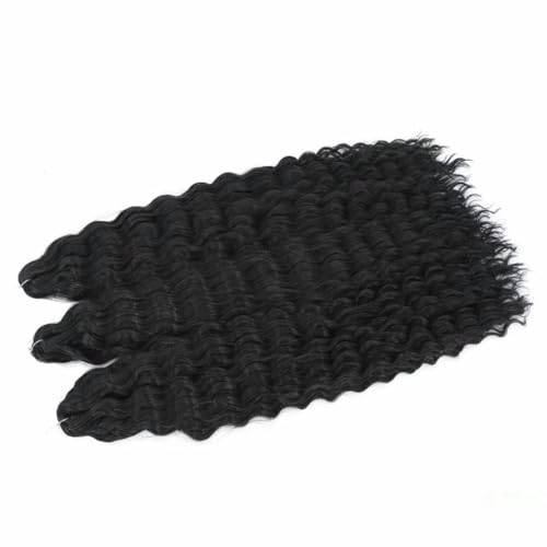 Synthetische Wasserwelle Twist Häkelhaar Afro Locken Häkelzöpfe Ombre Pink Flechten Haarverlängerung für Frauen-#1B-30inches-75cm-5 Stück/Los von SUOCMG