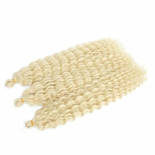 Synthetische Wasserwelle Twist Häkelhaar Afro Locken Häkelzöpfe Ombre Pink Flechten Haarverlängerung für Frauen-#613-22inches-55cm-5 Stück/Los von SUOCMG