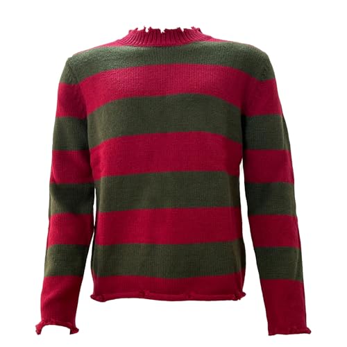 Herren Halloween Cosplay Strick Gruseliger Killer Pullover Weihnachten Grün und Rot Gestreift Pullover Fancy Kostüm, Rot/Ausflug, einfarbig (Getaway Solids), Mittel von SUOLA
