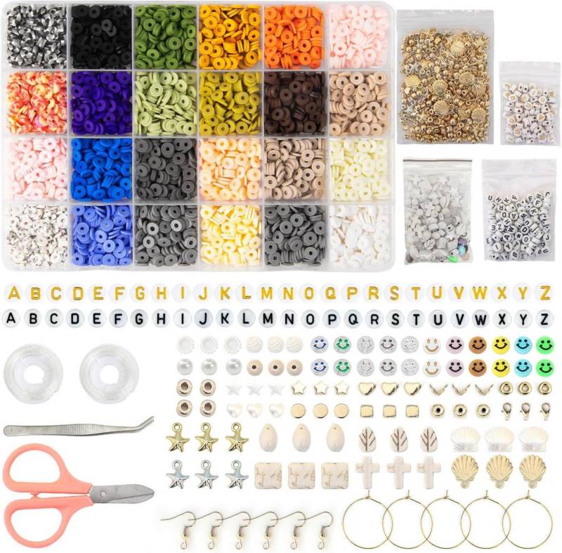 SUOOMAC Perlenarmband Set DIY Schmuckset 6mm 24 Farben mit Zubehör (DIY Schmuckherstellungsset für Armbänder, Halsketten, Ohrringe und mehr, 4800-tlg., 4800 Teile Polymer Clay Perlen-Set mit Buchstaben & Schmuckzubehör), 24 Farben Polymer Clay Perlen, inklusive Buchstaben & Anhänger-Set SUOOMAC Perlenarmband Set DIY Schmuckset 6mm 24 Farben mit Zubehör (DIY Schmuckherstellungsset für Armbänder, Halsketten, Ohrringe und mehr, 4800-tlg., 4800 Teile Polymer Clay Perlen-Set mit Buchstaben & Schmuckzubehör), 24 Farben Polymer Clay Perlen, inklusive Buchstaben & Anhänger-Set von SUOOMAC