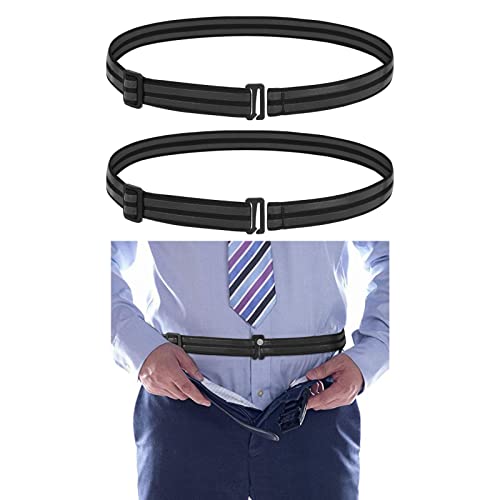 SUOSDEY 2 Pack Hemd Bleiben Gürtel, halten Business Hemd versteckt für Mann Frauen, justierbarer Tuck Gürtel für ordentlichen Look,Schwarz von SUOSDEY