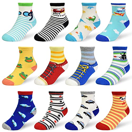 SUOSDEY Anti Rutsch Socken Kinder -12 Paar ABS Rutschfeste Socken Baumwolle StopperSocken Kinder Antirutsch Socken für 1-3 Jahre Jungen Kinder von SUOSDEY